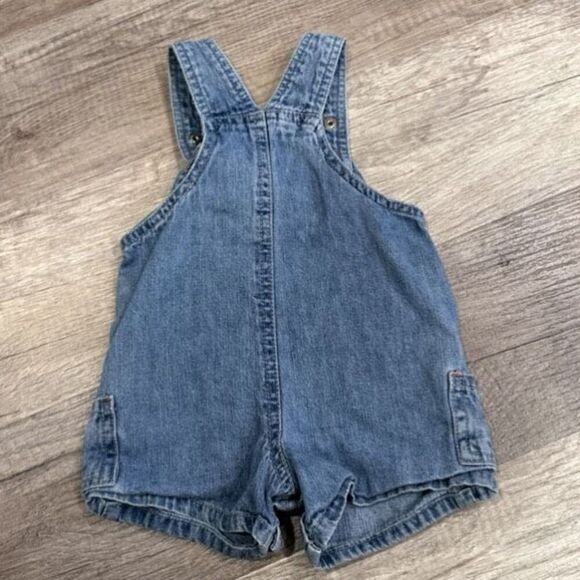 Vintage Y2K Faded Glory Infant Baby Jungle Safari Denim Overalls Size 3-6 months - Picture 2 of 6